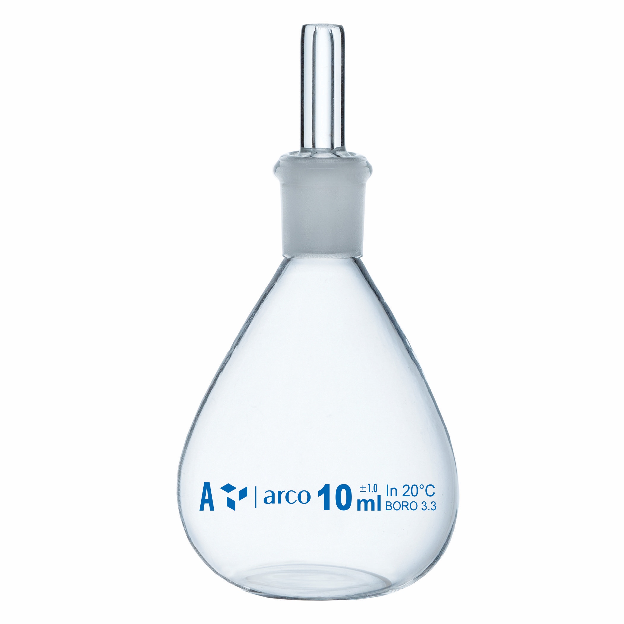 SPECIFIC GRAVITY BOTTLES WITH GLASS CAPILLARY 10ml/1020160/1/ Diameter 29 mm/ Height 48 mm Neck Size 10/15 Pack of 10