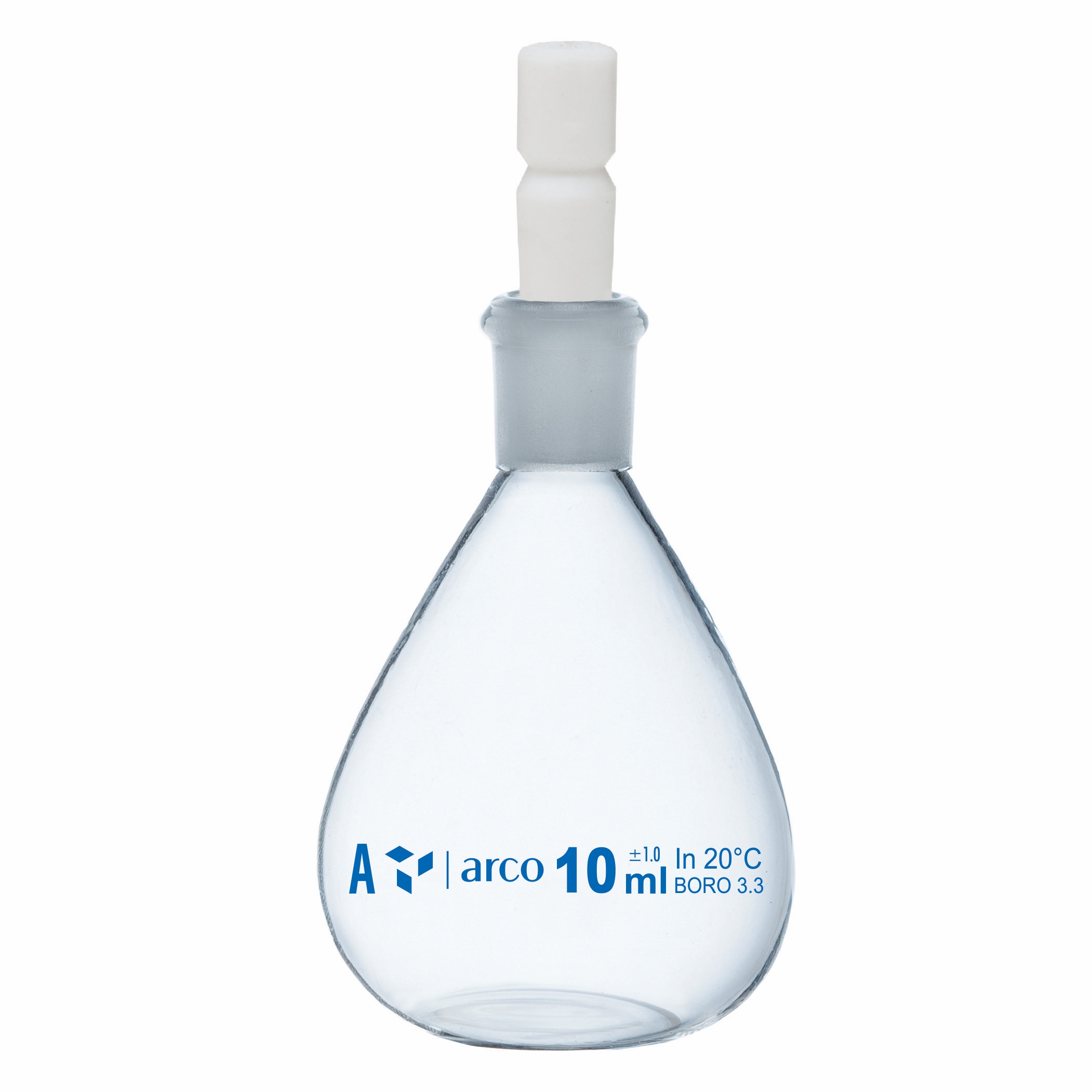 SPECIFIC GRAVITY BOTTLES WITH TEFLON STOPPER 10ml/ 1020161/1/ Diameter 29 mm/ Height 48 mm Neck Size 10/15 Pack of 10