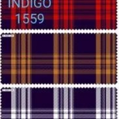 Pure Cotton Indigo Check