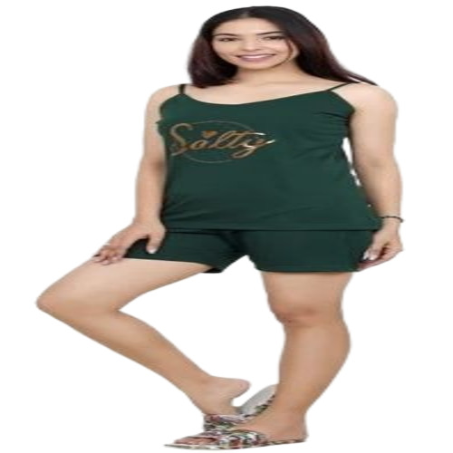 Ladies Green Cotton Night Suit