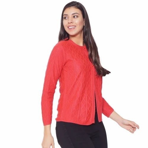 Red Ladies Cardigan Sweater