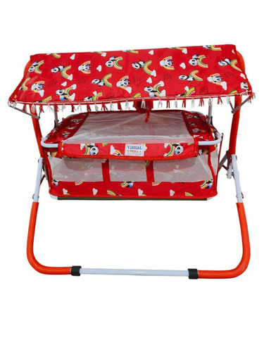 Stainless Steel Crimson Red Folding Baby Cradle