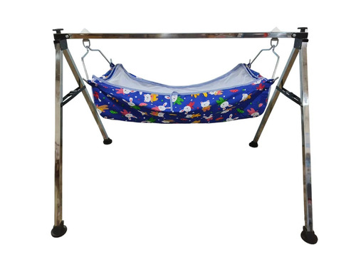 Stainless Steel Dark Blue Folding Baby Cradle