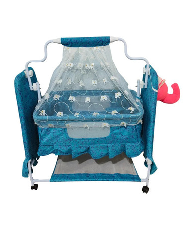 Stainless Steel Denim Blue Folding Baby Cradle
