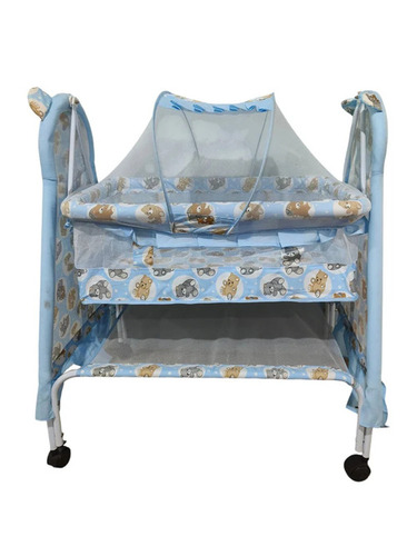Stainless Steel Sky Blue Folding Baby Cradle