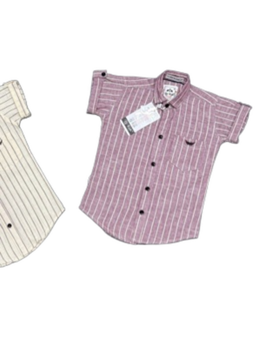 Half Sleeves Shirt - Soft Touch Fabric, Lined Pattern, Breathable, Short Sleeves, Male, Rainy/Spring/Summer