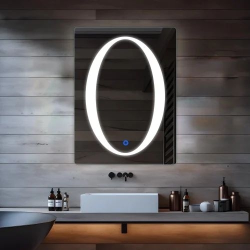 Elliptical Moon Glow LED Bathroom Mirror Rectangular Design with Natural White Light