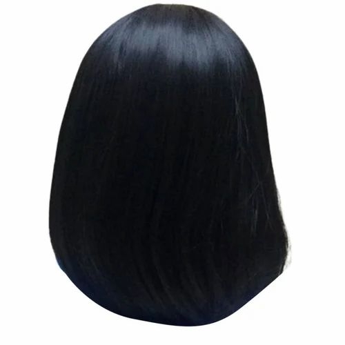 Women Ladies Black Straight Hair Wig - Human Hair, Black, Straight | Soft Texture, Natural Look, Lightweight, Heat Resistant, Tangle Free