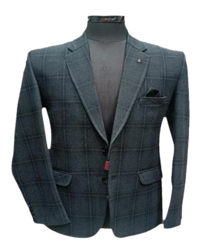 Men Blue Check Blazer