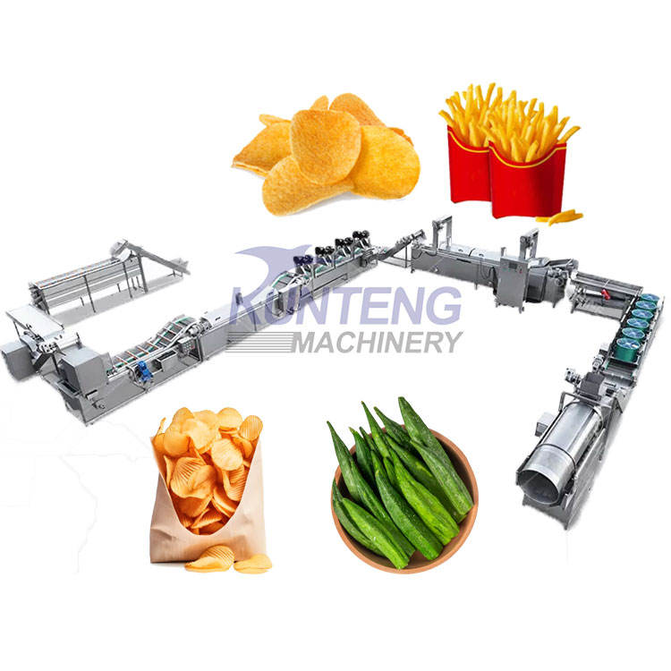 Potato Chips Frying Production Line Mechanical Fully Automatic Fried Production Line Puffed Food Frying Equipment