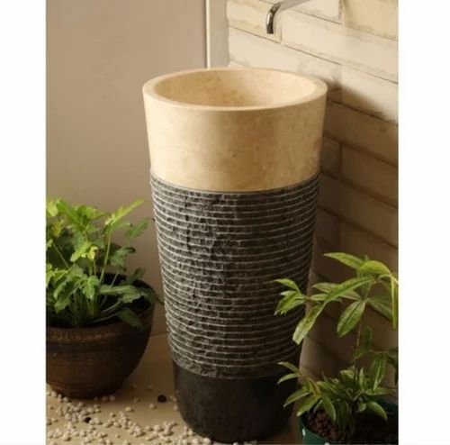 Black And Yellow Stone Wash Basin