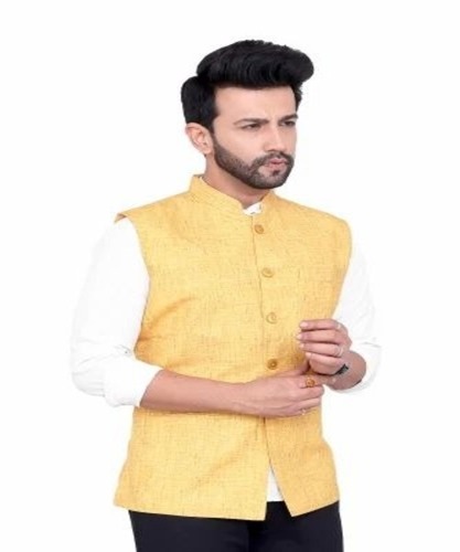Men Yellow Nehru Jacket