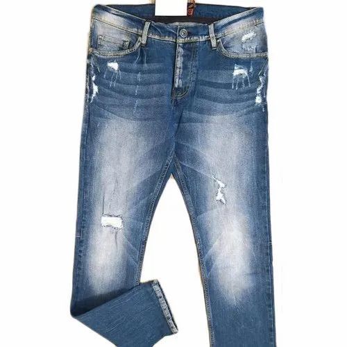 Mens Faded Blue Denim Jeans