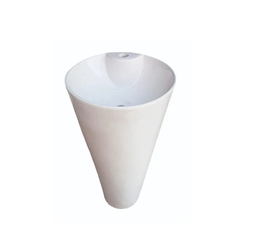 White One Piece Pedestal Ceramic Wash Basin