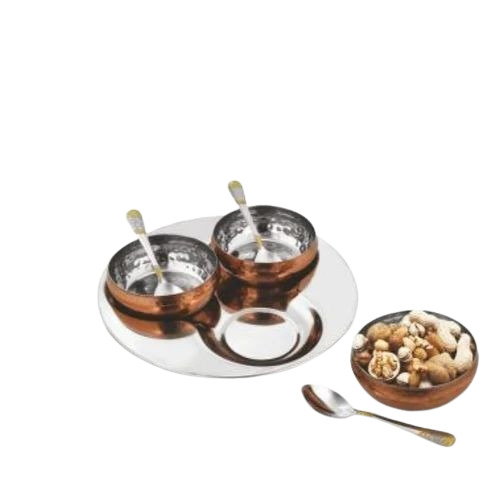 7 Pc Copper Finish Snack Set