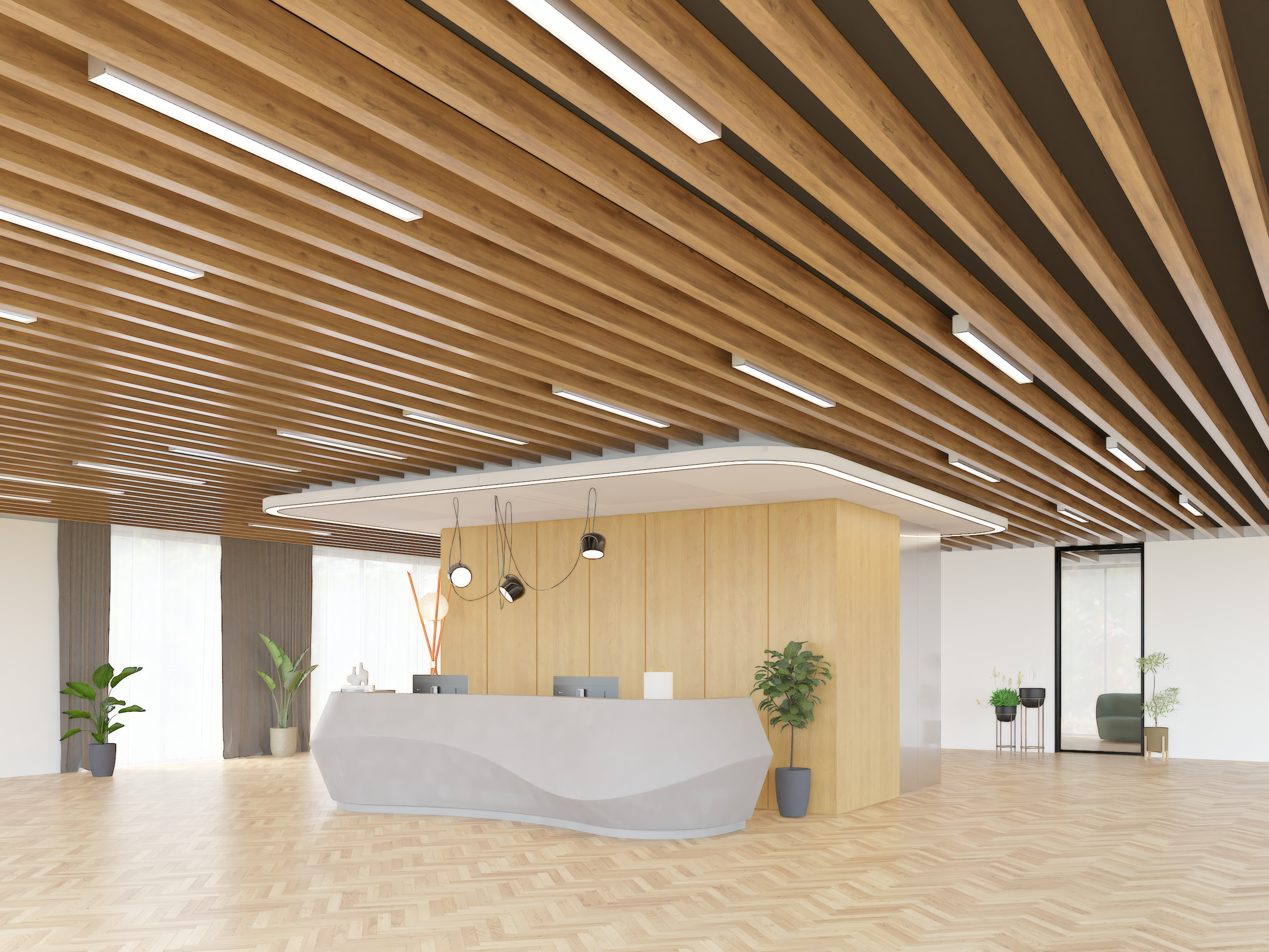 Baffle Ceiling - Color: Wooden