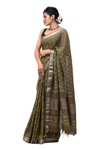 Designer Printed Linen Saree