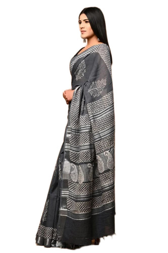 Partywear Printed Linen Saree