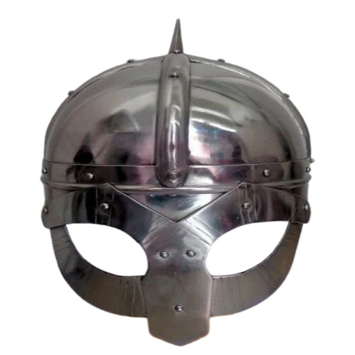 Medieval Silver Iron Helmet