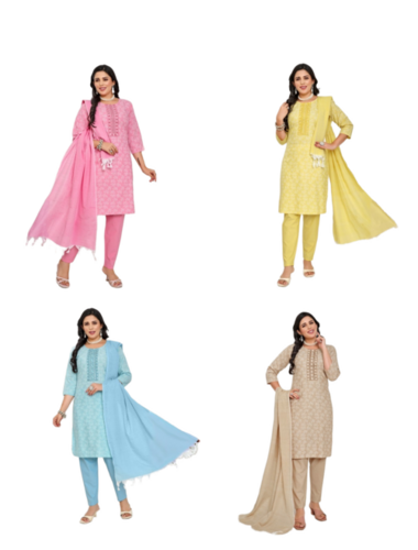 Cotton Kurta With Dupatta - Color: Comes In Various Colors