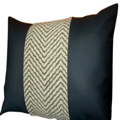 Block Printed Faux Leather Cushion Cover