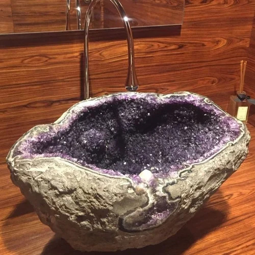 Glossy Amethyst Stone Wash Basin