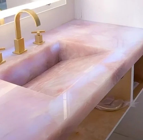 Rose Quartz Stone Wash Basin