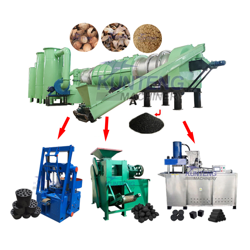 Complete Set Of Coconut Shell Carbonization And Charcoal Powder Forming Equipment, Coffee Residue Carbonization Equipment, Coal Powder Compactor - Briquette Size: Customized