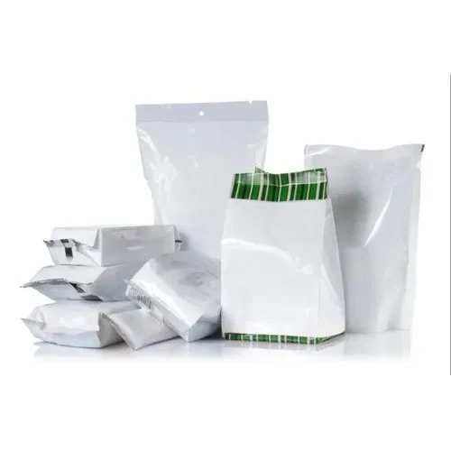 White Packaging Pouches - Material: Plastic