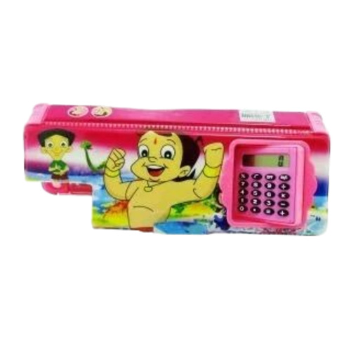 Pink Calculator Pencil Box - Plastic Rectangle Multicolor | Fancy Student School Use