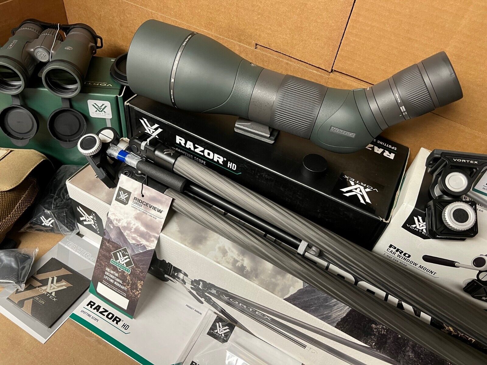 NEW Genuine Vortex Razor Ultimate Guide Bundle Spotting Scope Binocular Tripod & Mounts