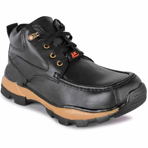 Genuine Leather Stylish Black Casual Safety Shoes