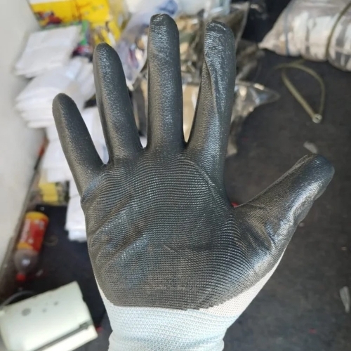 Grey nitrile coated gloves