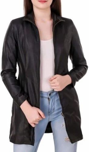 Genuine Leather Long Coat For Women