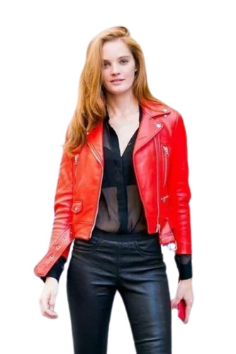 Red Genuine Lether Jacket For Women