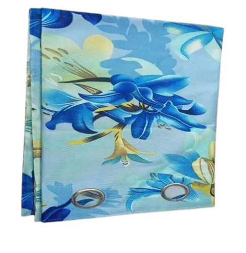 Sky Blue Floral Printed Door Curtain