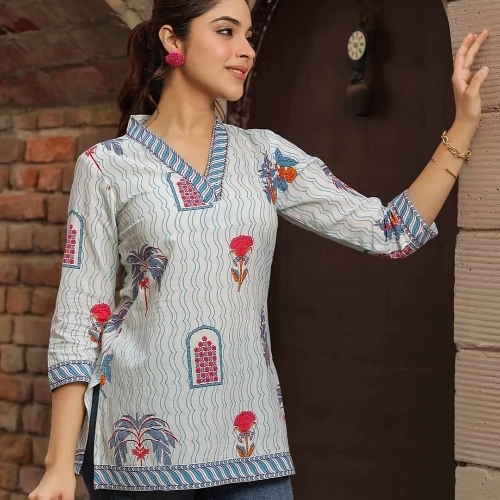 V Nack Short Kurti