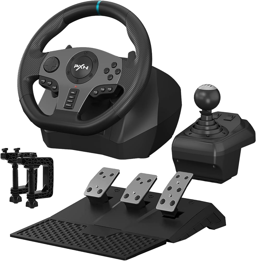 Pxn V9 Adjustable Racing Steering Wheel With Clutch And Gear Shifter Motion Controller