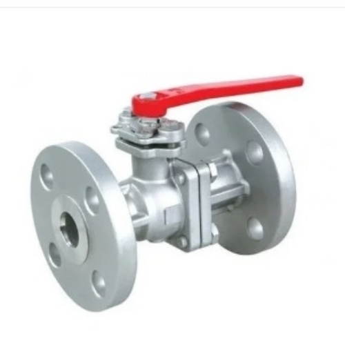 Flanged Ball Valve - Metal Standard Size Silver and Red | Polished Finish Industrial Application
