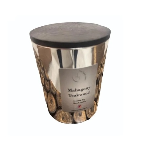 Mahagony Teak Wood Jar Candle