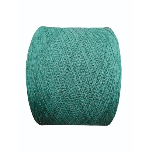 10s Mehndi Green Recycled Cotton Yarn - 1 Ply Ring Spun Grindle, Durable Plain Yarn for Weaving, Garments, Home Textiles
