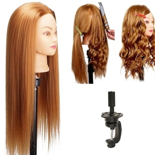 Human Hair Dummy - Light Brown, Heat Resistant | Realistic Texture, Tangle Resistant, Washable