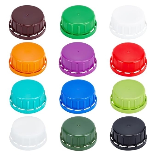 Plastic Bottle Caps Mixed Color Plastic Flat Round Bottle Replacement Caps - 28mm Diameter Secure Closure Leak Proof Chemical Resistant Reusable Cap