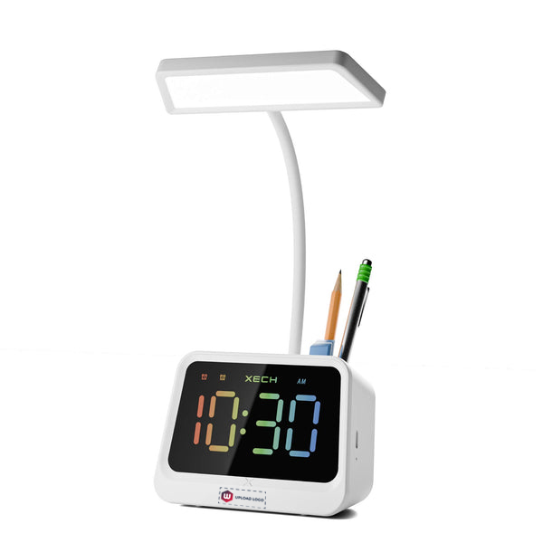 Xech Prism Digital Clock With Lamp - Color: White