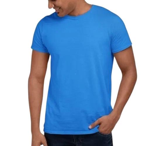 Blue Plain Cotton T Shirts