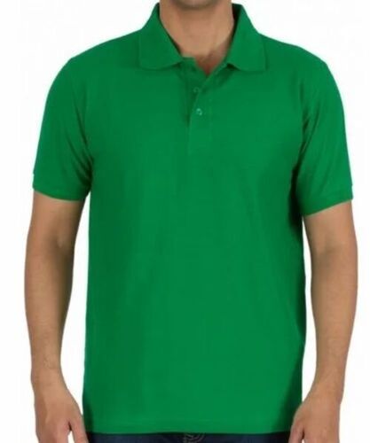 Men Green Polyester Collar T Shirt