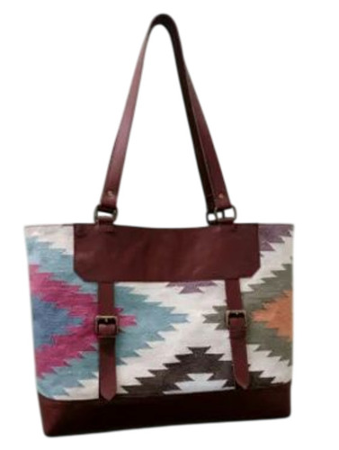 Designer Dhurrie Leather Bag