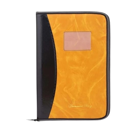 Black Orange Pu Leather Document File Folder