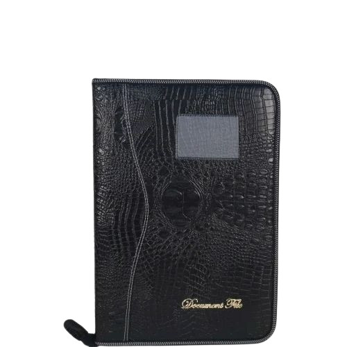 Black Pu Leather Document File Folder