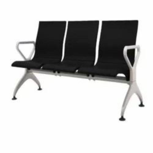 3 Seater Pu Waiting Chair - Iron Metal 3 Seater Silver Polished | Durable Office Seating